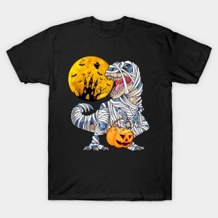 Halloween Shirts for Boys Kids Dinosaur T rex Mummy Pumpkin T-Shirt